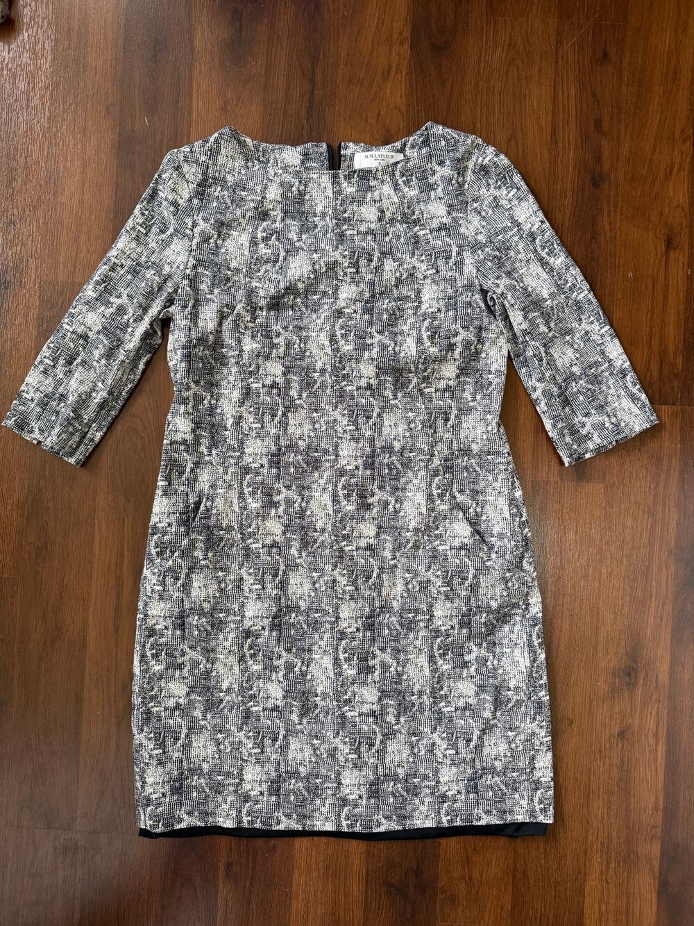 M.M. Lafleur Etsuko Dress Black White Crackle Sz 16 Career Office Business Work